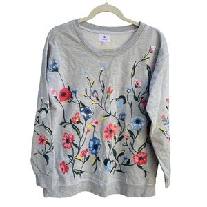 SUNDRY FLORAL EMBROIDERED SWEATSHIRT